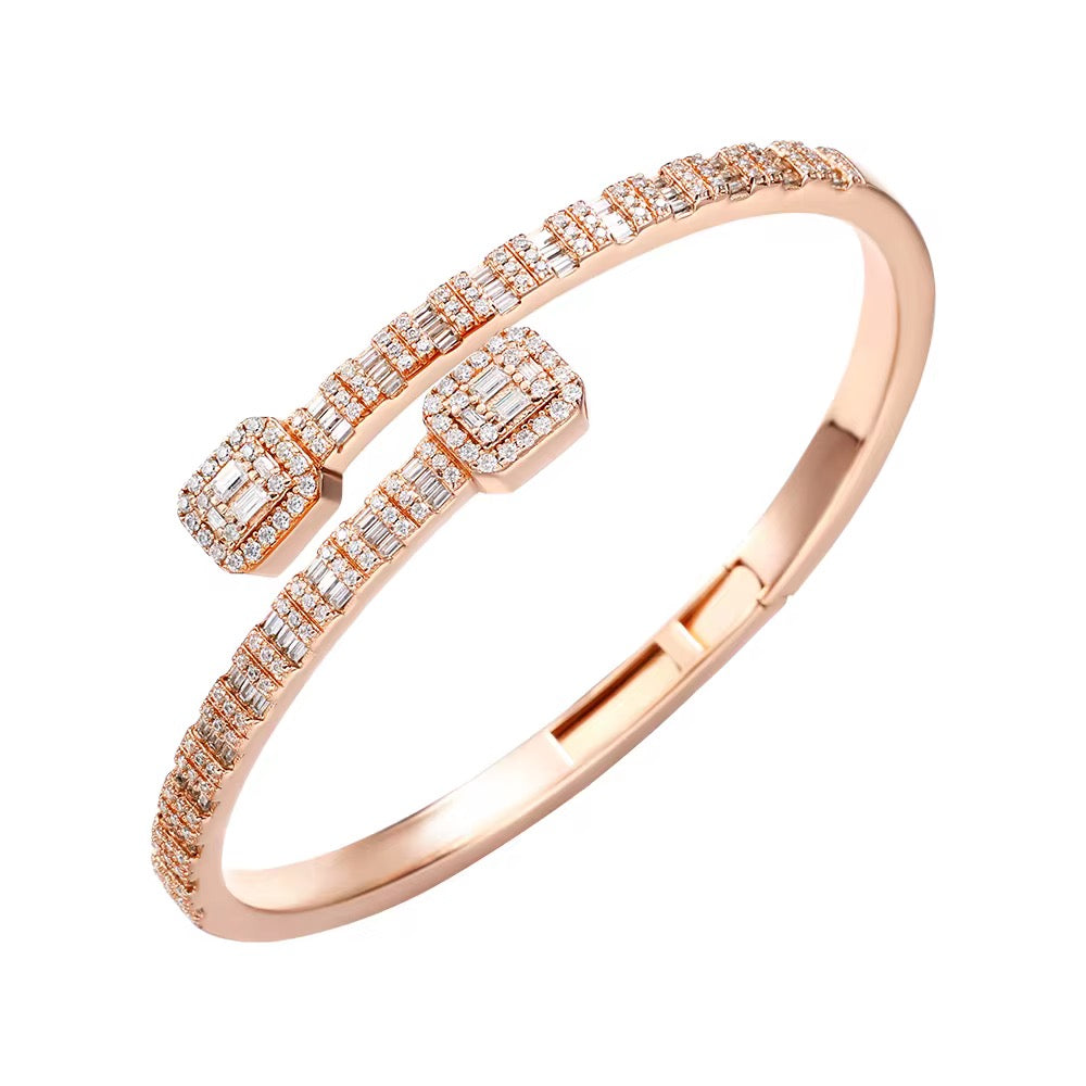 T Square Moissanite Baguette Bangle