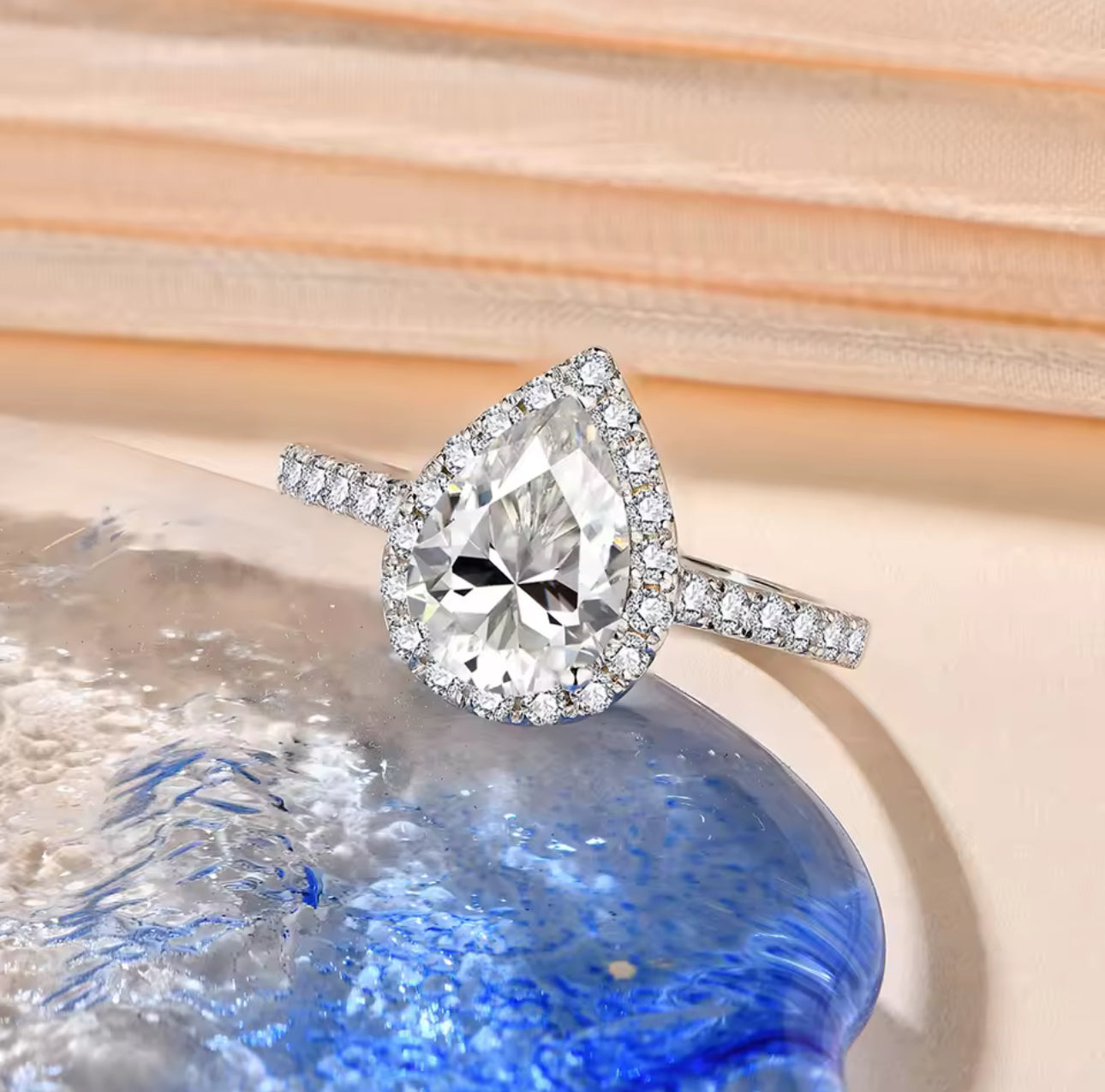 The Queen’s Gambit 2 Ct Pear Shaped Moissanite Tear Engagement Ring