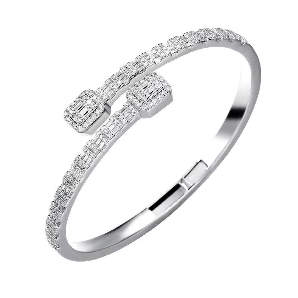 T Square Moissanite Baguette Bangle