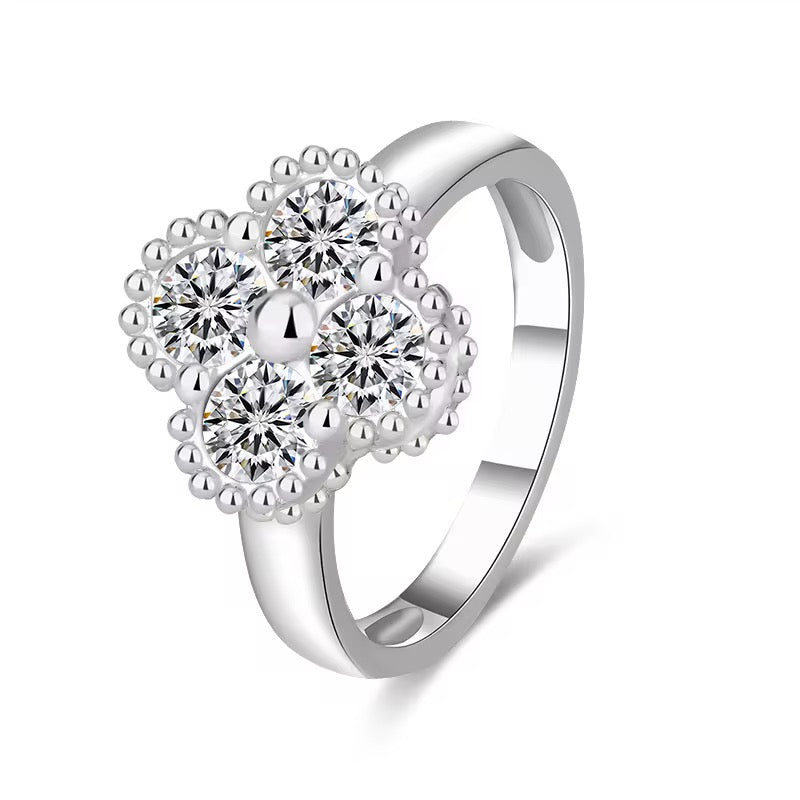 Women’s Clover Blossom Lab Created Moissanite Ring