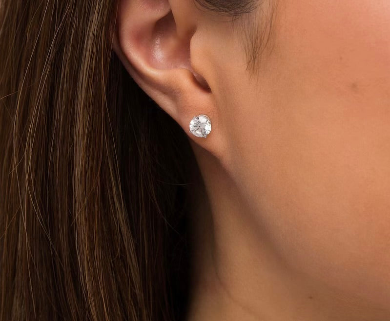 2 Carat Total Weight Heart & Arrow cut Moissanite Stud Earrings in Sterling Silver