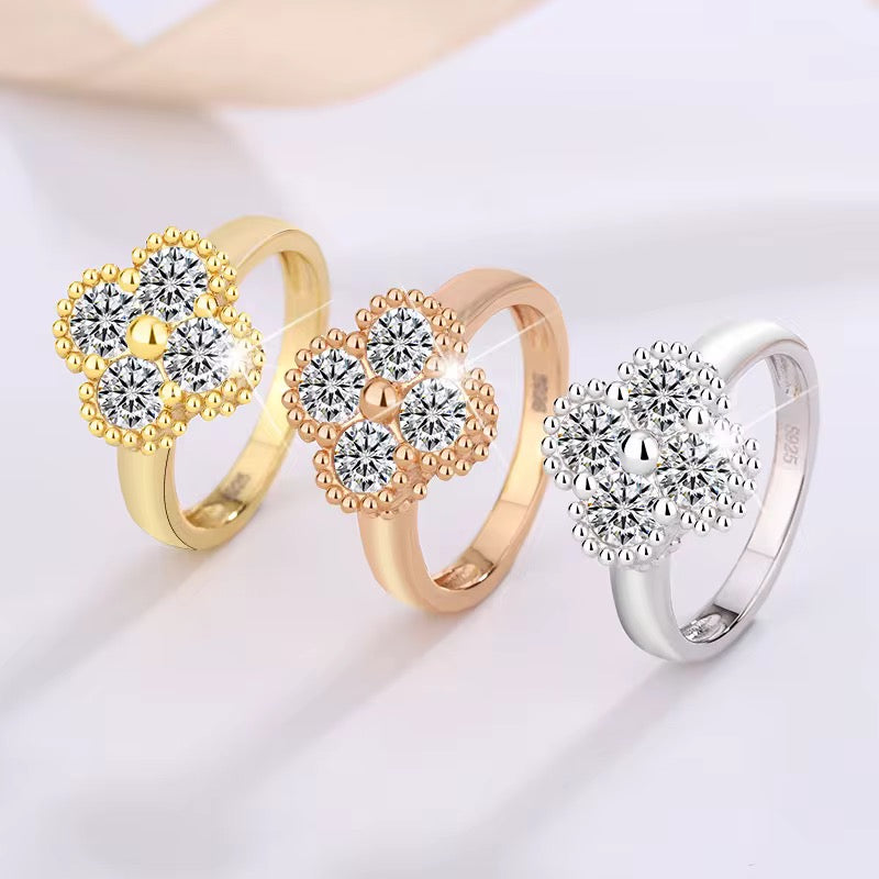 Women’s Clover Blossom Lab Created Moissanite Ring