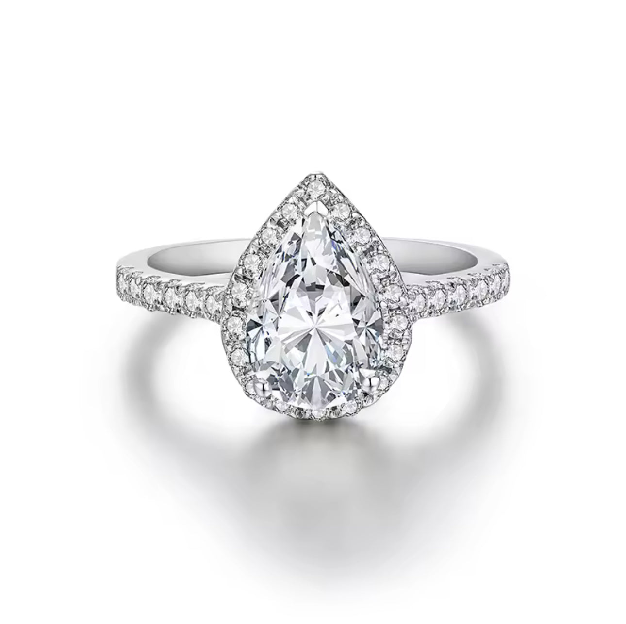 The Queen’s Gambit 2 Ct Pear Shaped Moissanite Tear Engagement Ring