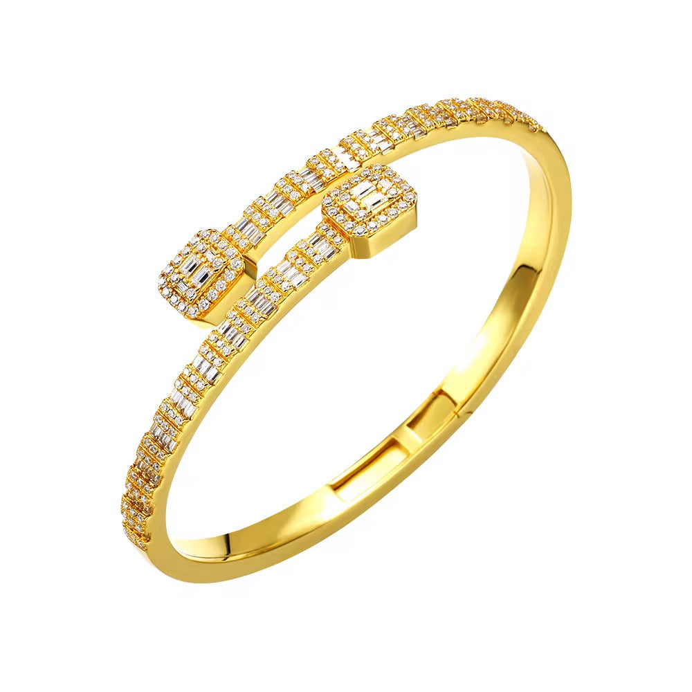 T Square Moissanite Baguette Bangle