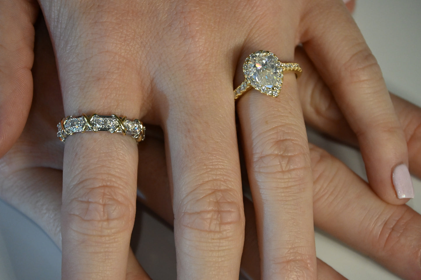 The Queen’s Gambit 2 Ct Pear Shaped Moissanite Tear Engagement Ring