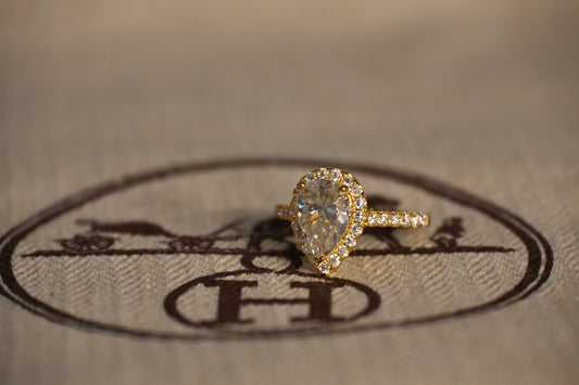 The Queen’s Gambit 2 Ct Pear Shaped Moissanite Tear Engagement Ring