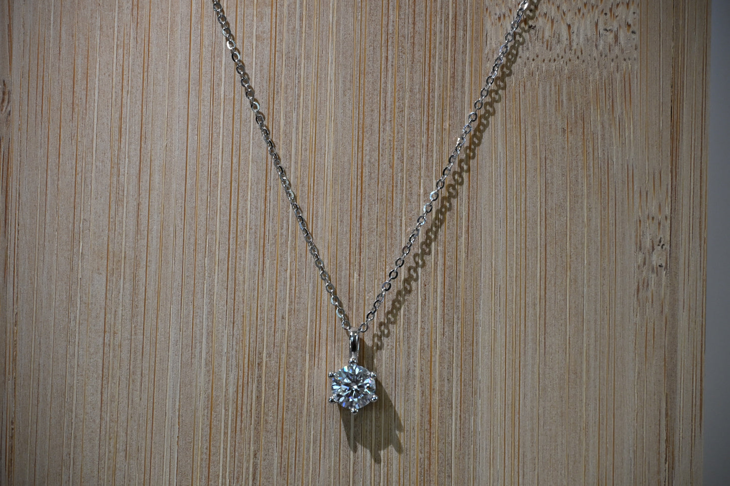 Luna Radiance – 1 Carat VVS Moissanite Solitaire Necklace in Platinum-Plated Sterling Silver