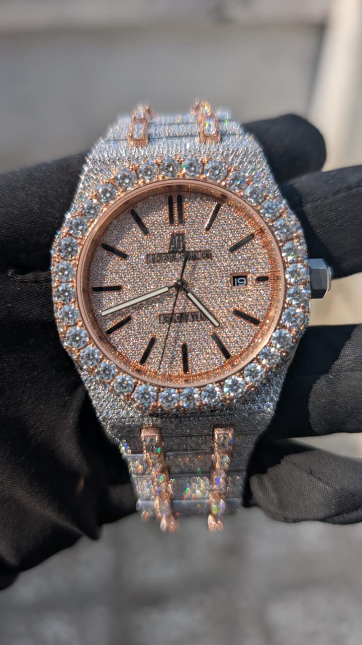 AP Royal Oak Rose Gold Moissanite Watch