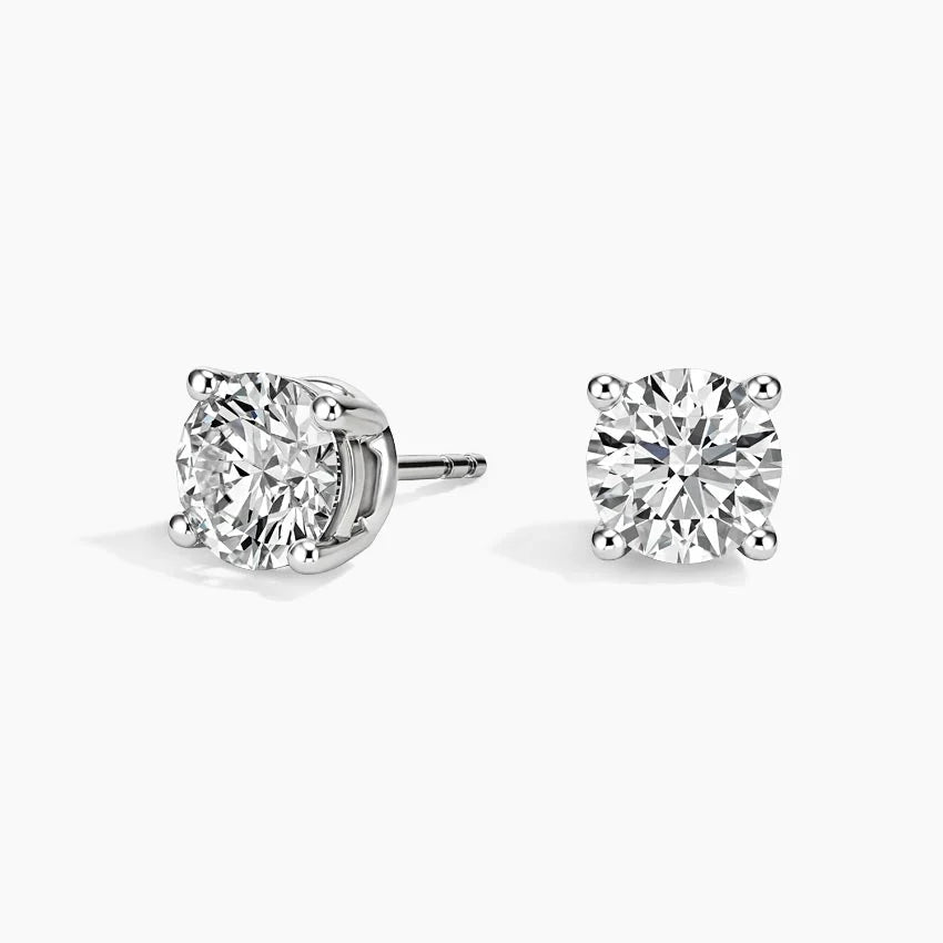 2 Carat Total Weight Heart & Arrow cut Moissanite Stud Earrings in Sterling Silver