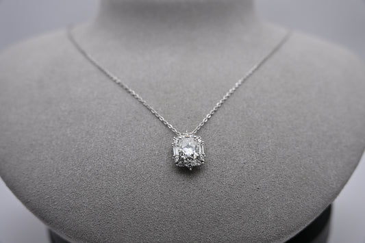 The Aurora Oval Moissanite Halo Necklace