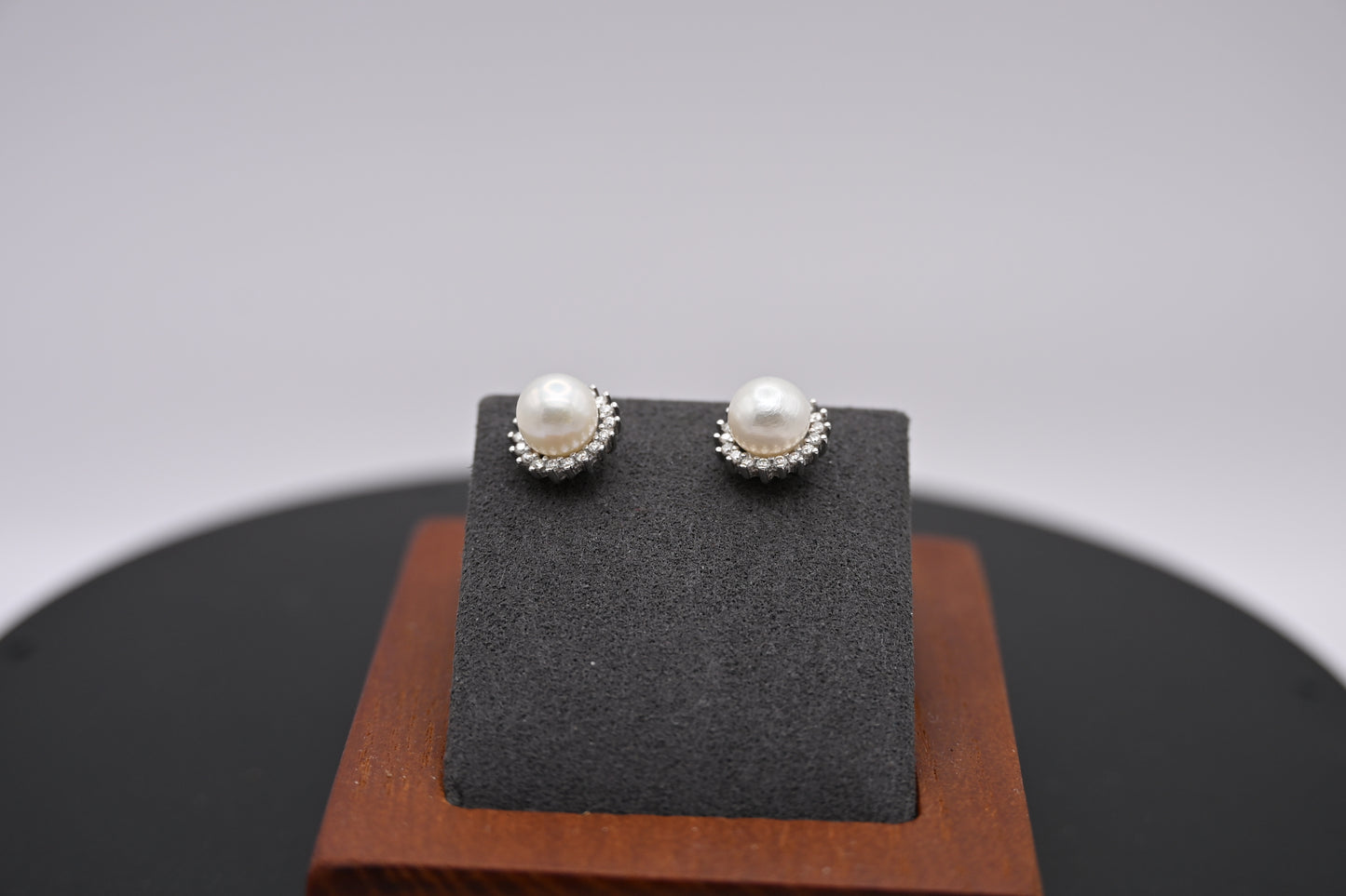 The Empress Halo Pearl Studs