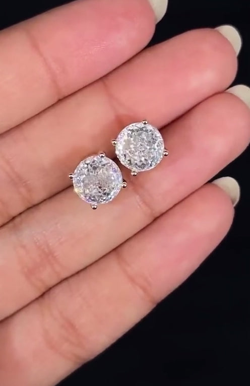 Portuguese cut Moissanite Solitaire Stud Earrings (2 CTTW)