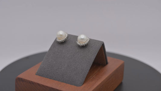The Empress Halo Pearl Studs